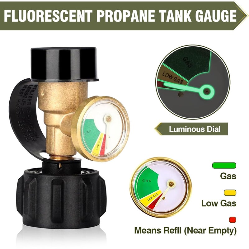 BestFire 2 PCS Propane Tank Gauge with Leak Detector – Universal Level Indicator for 5-40lb Tanks – QCC1/Type 1 Connection – Brass Construction for BBQ Grills, Camping Stoves & Heaters RV Camper - Image 4